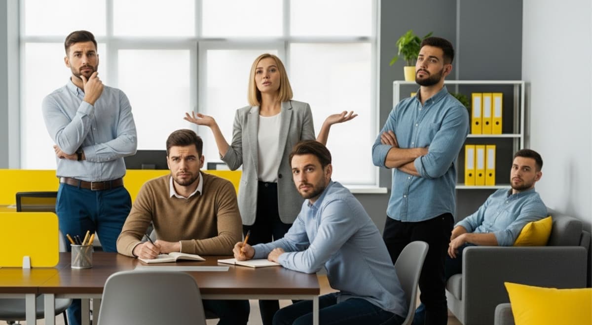 Team discussing FAQs